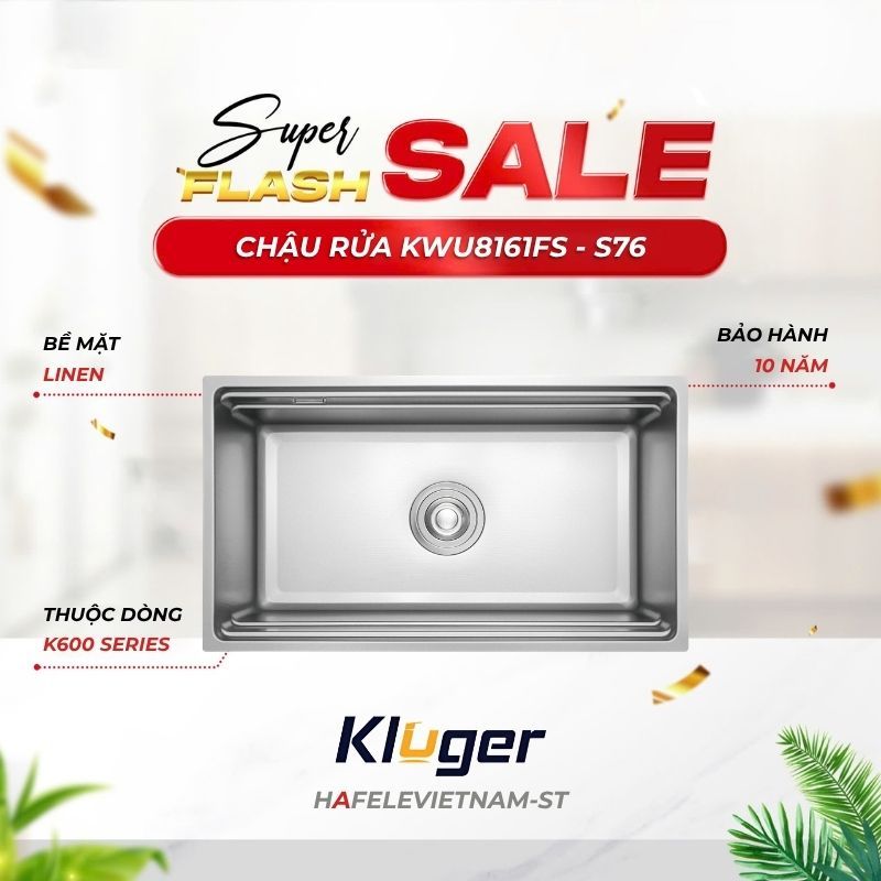 Chậu rửa chén Kluger KWU8161FS - S76 – Chuẩn Inox 304 Dày Dặn