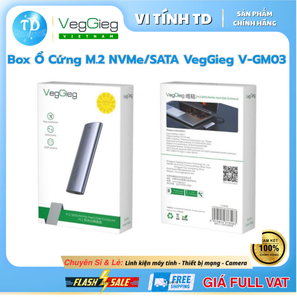 Box Ổ Cứng M.2 NVMe/SATA VegGieg V-GM03 - Hàng Chính Hãng