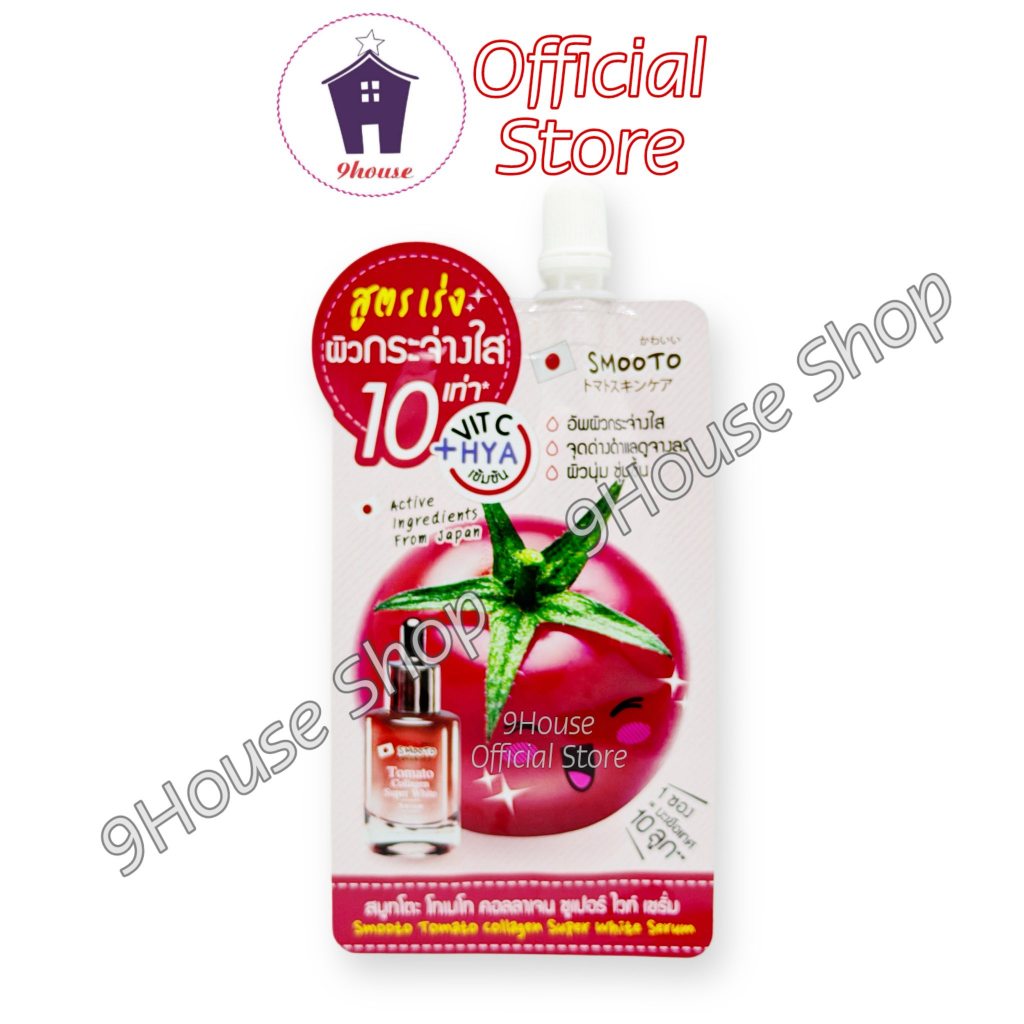 (8gram) 01 Gói Serum Cà Chua Trắng Da Vit C + HYA Smooto Tomato Collagen Super White Serum Thái Lan 