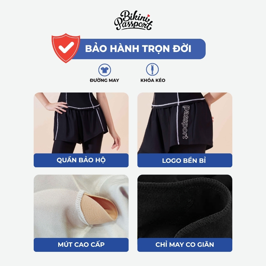Quần bơi nữ ống dài chống nắng đi biển - Bikini Passport - BS1044_BL | BigBuy360 - bigbuy360.vn