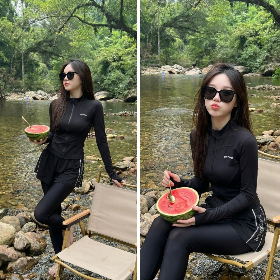 Quần bơi nữ ống dài chống nắng đi biển - Bikini Passport - BS1044_BL | BigBuy360 - bigbuy360.vn
