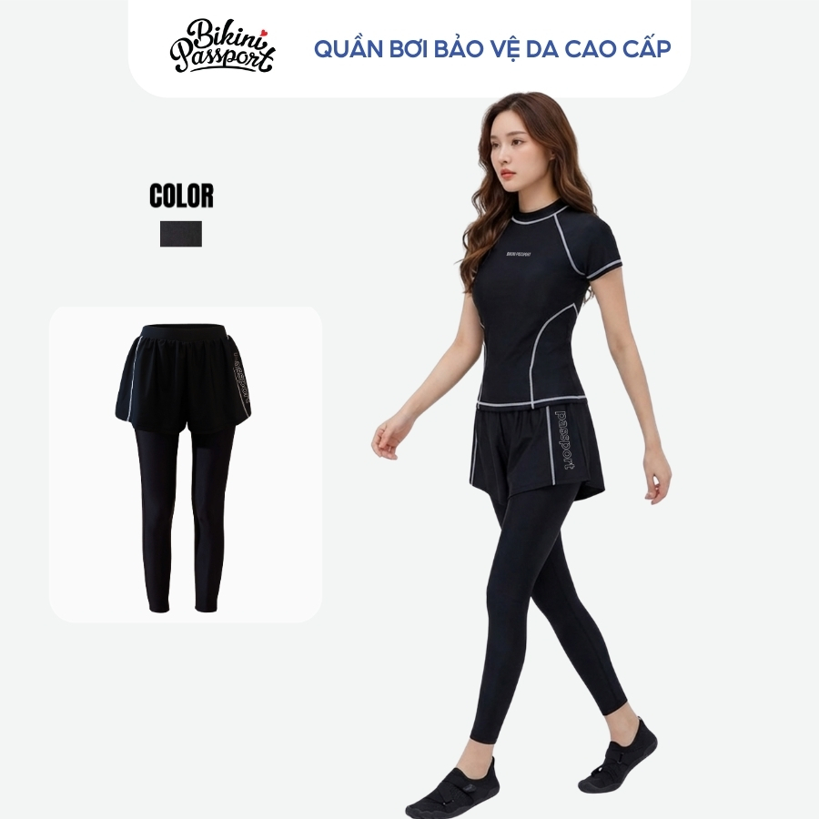 Quần bơi nữ ống dài chống nắng đi biển - Bikini Passport - BS1044_BL | BigBuy360 - bigbuy360.vn