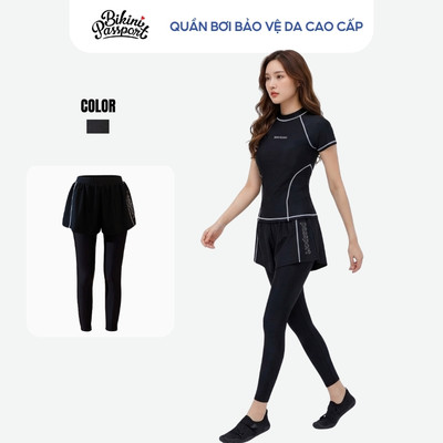 Quần bơi nữ ống dài chống nắng đi biển - Bikini Passport - BS1044_BL