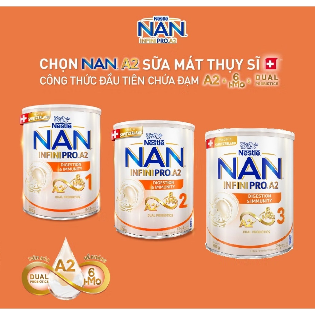 Sữa Nan Infinipro A2 6HMO Số 1/2/3 800g (Lô Mới)