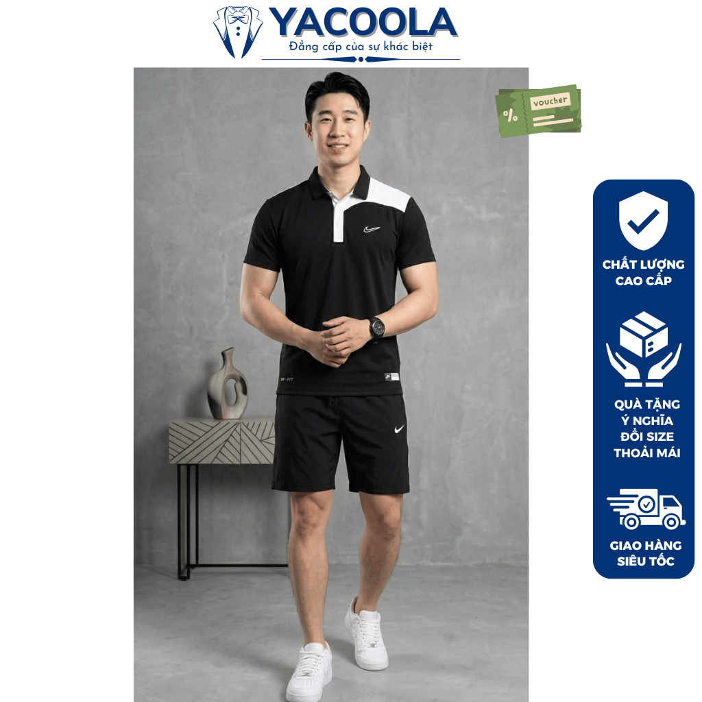Đồ bộ nam mùa hè cổ tròn chất mát chuẩn phom Hàng Cao Cấp Yacoola YH6-0213 Bộ quần áo nam cộc tay th