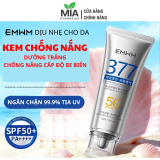 Kem chống nắng cho da mặt chống nắng mạnh, dưỡng ẩm, trắng da, không nhờn rít EMWM 377 SPF50+ PA++++  nâng tone tự nhiên