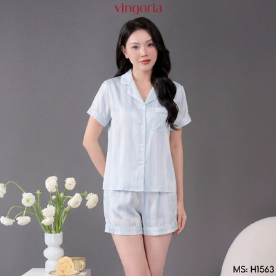 Bộ đồ ngủ nữ Pijama lụa VINGO/VINGORIA tay cộc xuân hè Alise H1563