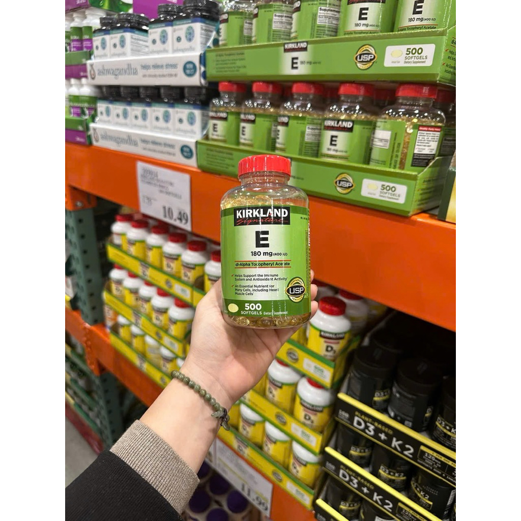 Viên uống bổ sung Vitamin E Kirkland Signature Vitamin E 180 mg 500 viên Mỹ
