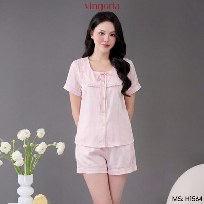 Bộ đồ ngủ nữ Pijama lụa VINGO/VINGORIA tay cộc xuân hè Marea H1564