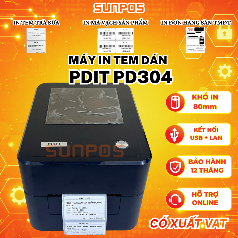 [NEW] Máy in tem trà sữa, in tem nhãn, mã vạch PDIT 304, XPRINTER 365B, XP-350BM