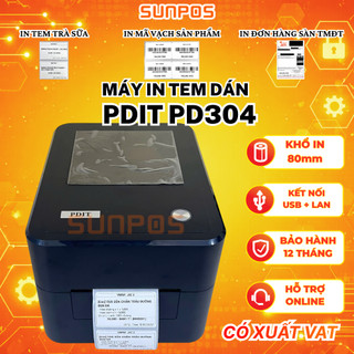 [NEW] Máy in tem trà sữa, in tem nhãn, mã vạch PDIT 304 (PD304) cho nhà hàng, cà phê, trà sữa, siêu thị