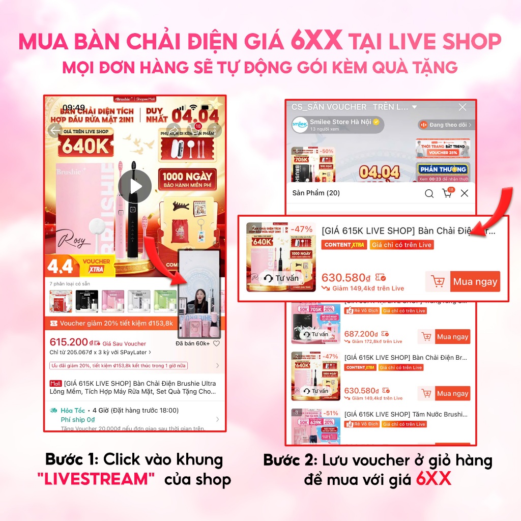 [GIÁ 615K LIVE SHOP] Bàn Chải Điện Brushie Ultra Lông Mềm, Tích Hợp Máy Rửa Mặt, Set Quà Tặng Cho Nữ, Quà Sinh Nhật LIS | BigBuy360 - bigbuy360.vn