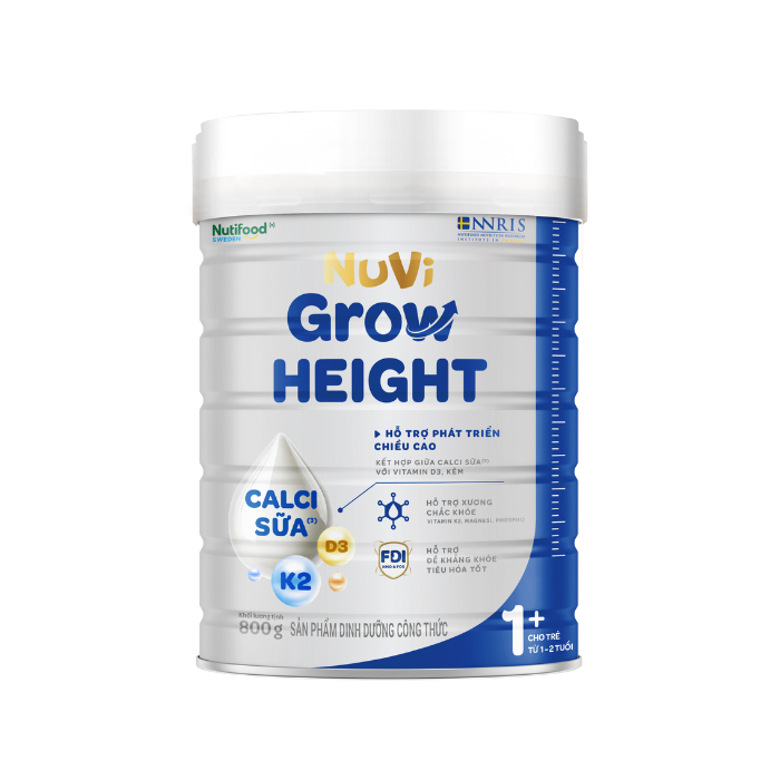 Sữa Bột Nutifood Nuvi Grow 1+ Lon 900g – Phát Triển Chiều Cao, Canxi & Vitamin D3, Giúp Tăng Trưởng