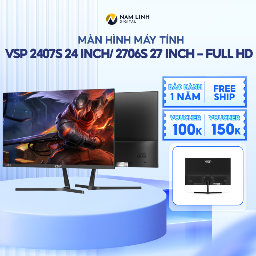 Màn hình máy tính VSP 2407S 24 inch/ 2706S 27 inch - Full HD tần số 100Hz mượt mà