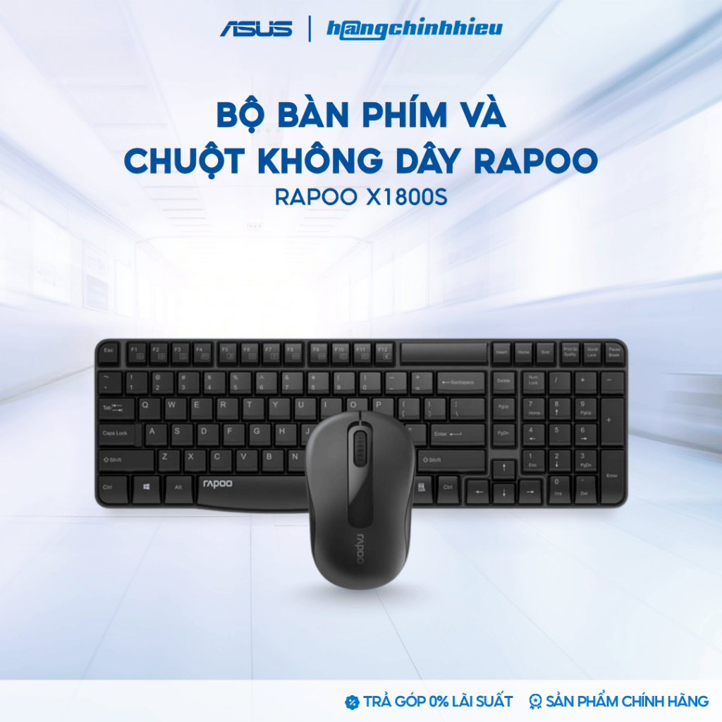 Combo Bàn phím + Chuột không dây Rapoo X1800S - USB Wireless