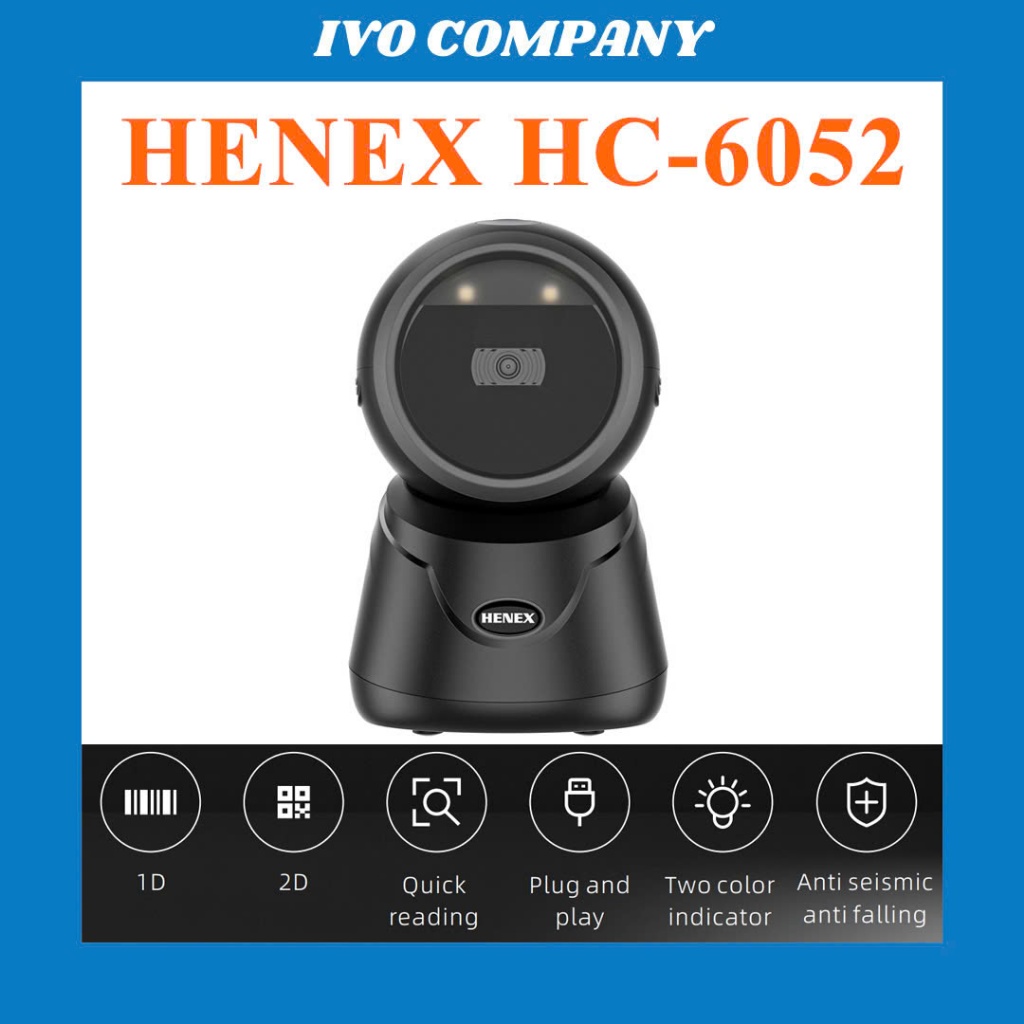 Máy Quét Mã Vạch HENEX 2D Desktop Barcode Scanner HC-6052