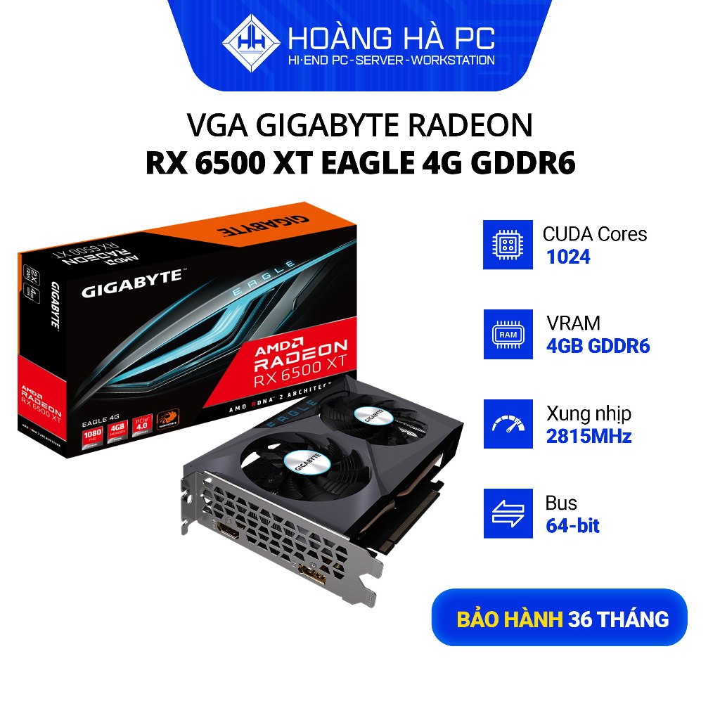 VGA GIGABYTE RADEON RX 6500 XT EAGLE 4G GDDR6