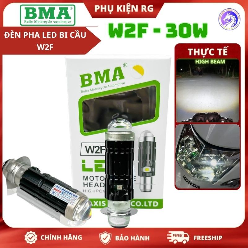 Đèn Pha Led BMA 2 Chân W2F - 30W Chân M5 Lắp Wave Nhỏ Future 1 2 Sirius.... Hàng Chính Hãng