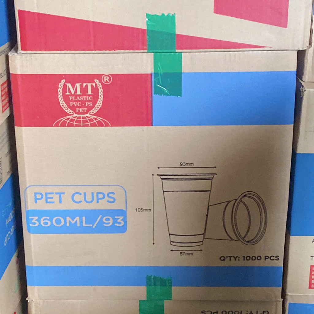 SỈ THÙNG 1000 Ly Nhựa PET Đựng Cafe, Nước Ép - Size 360ml, 500ml, 700ml Miệng 93