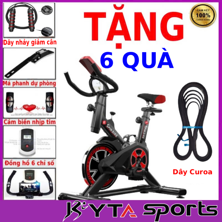 Xe đạp tập thể dục tập gym tại nhà Queen Sport tặng 4 quà, tải trọng 150kg bánh đà 6kg sơn tĩnh điện