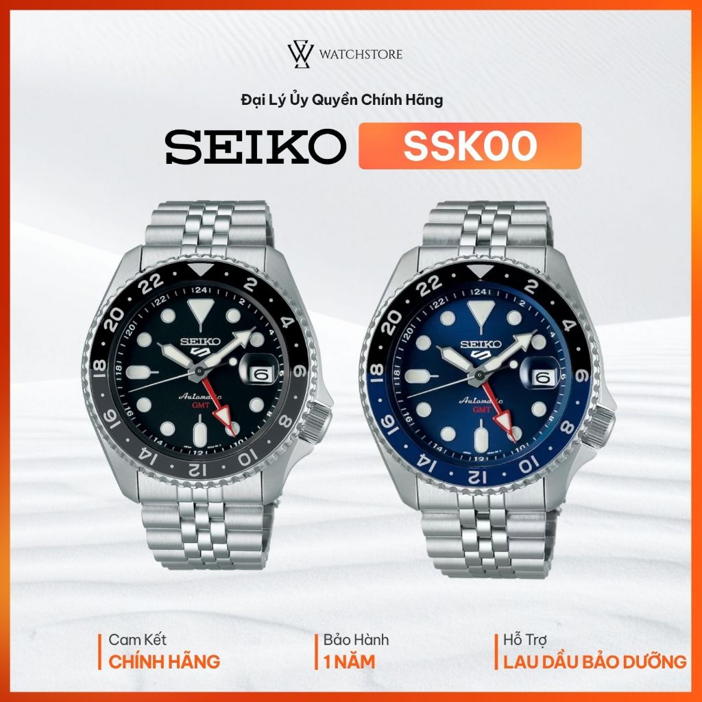 Đồng Hồ Nam Seiko 5 Sport automatic GMT Dây Jubilee  SSK00 Kính Hardlex Chính Hãng Seiko
