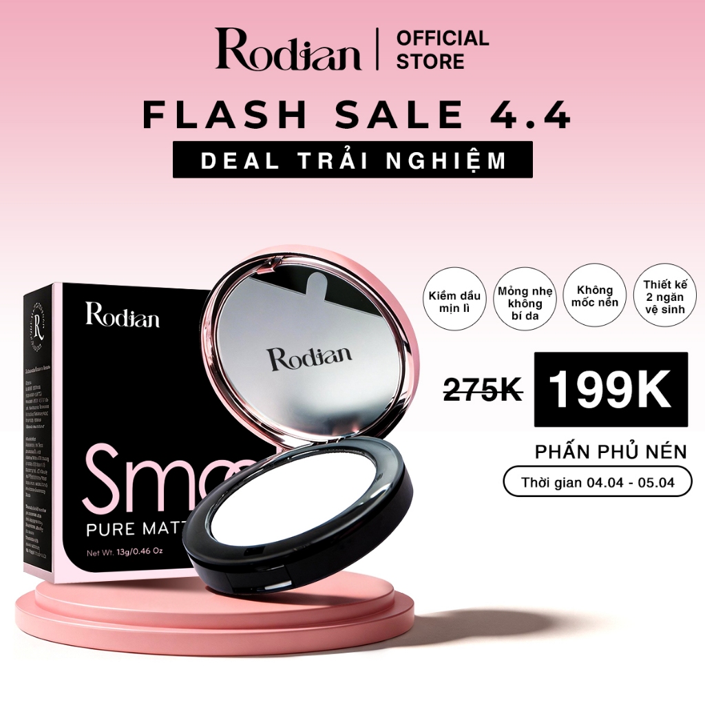 Phấn Phủ Nén Rodian Mỏng Nhẹ, Kiềm Dầu, Không Bí Da Smooth Pure Matte Powder 13g