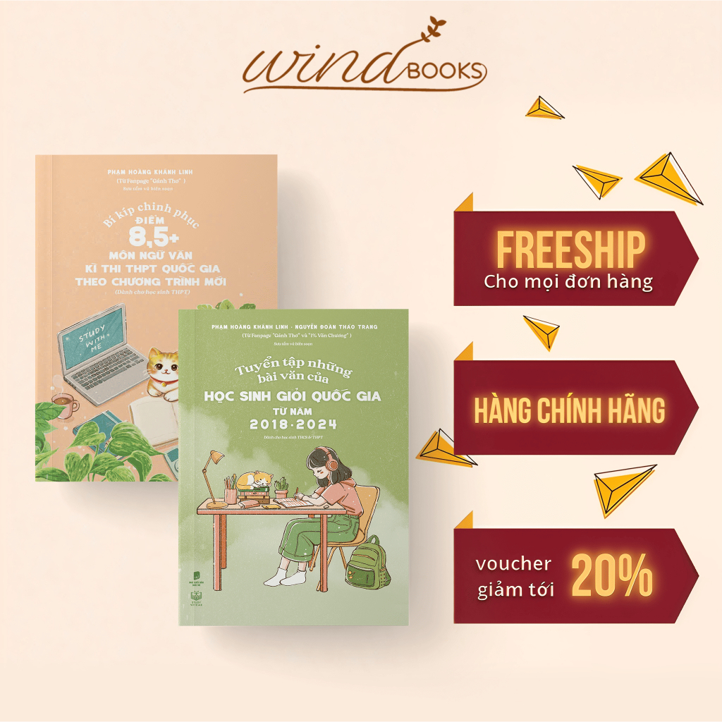 Combo sách hỗ trợ ôn thi môn Ngữ văn (Bí kíp chinh phục điểm 8,5+ môn Ngữ văn + Tuyển tập những bài 