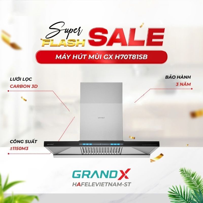 Hút Mùi Grandx GX H70T81B / GX H70T81SB - Động Cơ Mạnh, Vận Hành Êm