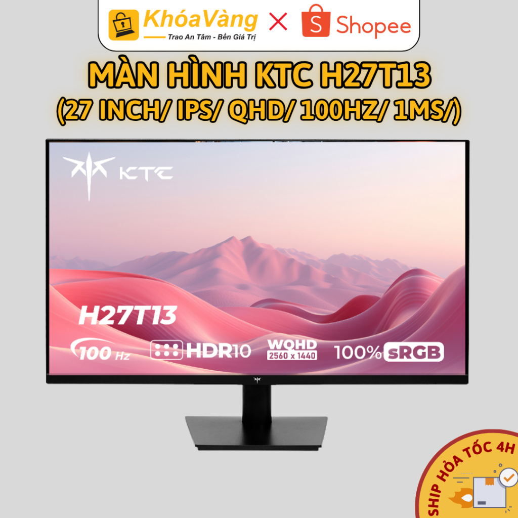 Màn hình KTC H27T13 (27 inch/ IPS/ QHD/ 2560×1440/ 100Hz/ 1ms/ DP + HDMI) | Hàng chính hãng - Bảo hà