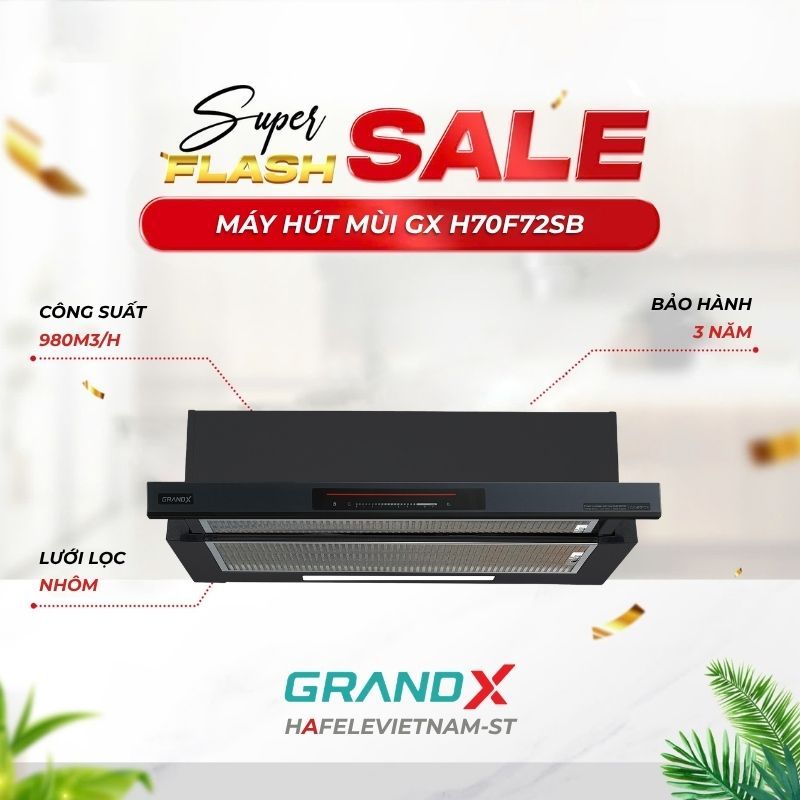 Máy hút mùi âm tủ GrandX GX H70F72B/GX H70F72SB - Hút Mạnh, Ít Ồn