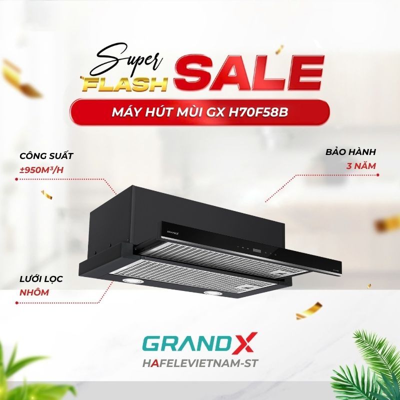 Máy hút mùi âm tủ GrandX GX H70F58B - Thiết Kế Gọn, Hút Mạnh, Êm Ái