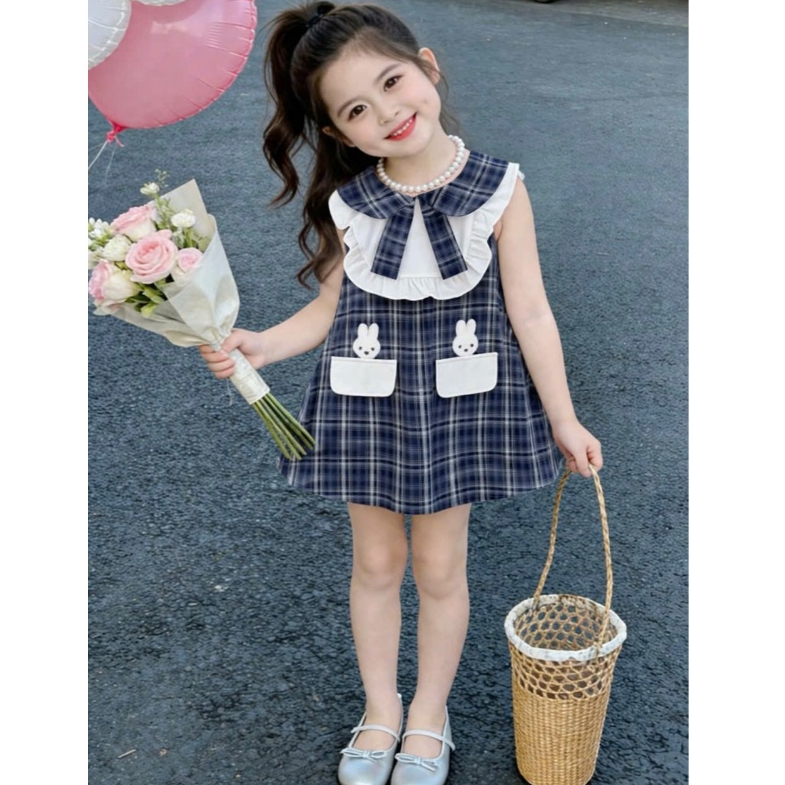 Váy bé gái- váy bé gái cổ bèo chữ A cho bé gái từ 1 tuổi đến 7 tuổi