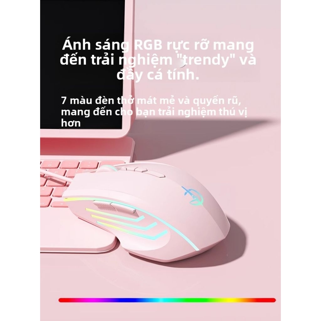 Chuột máy tính có dây TEKKIN Holy Sword M800 có app cute silent không tiếng ồn LED RGB 7 nút bấm 640