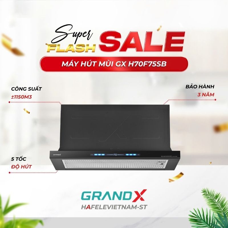 Máy hút mùi âm tủ GrandX GX H70F75B(GX H70F75SB) - Công Suất Mạnh, Êm Ái