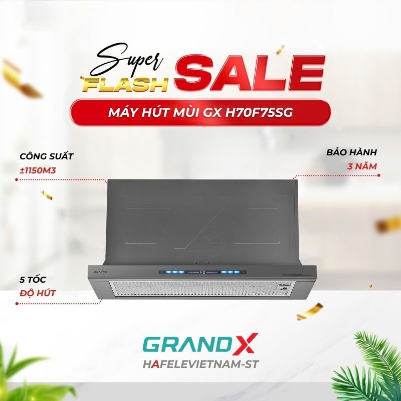 Máy hút mùi âm tủ GrandX GX H70F75G/GX H70F75SG - Lọc Than Hoạt Tính