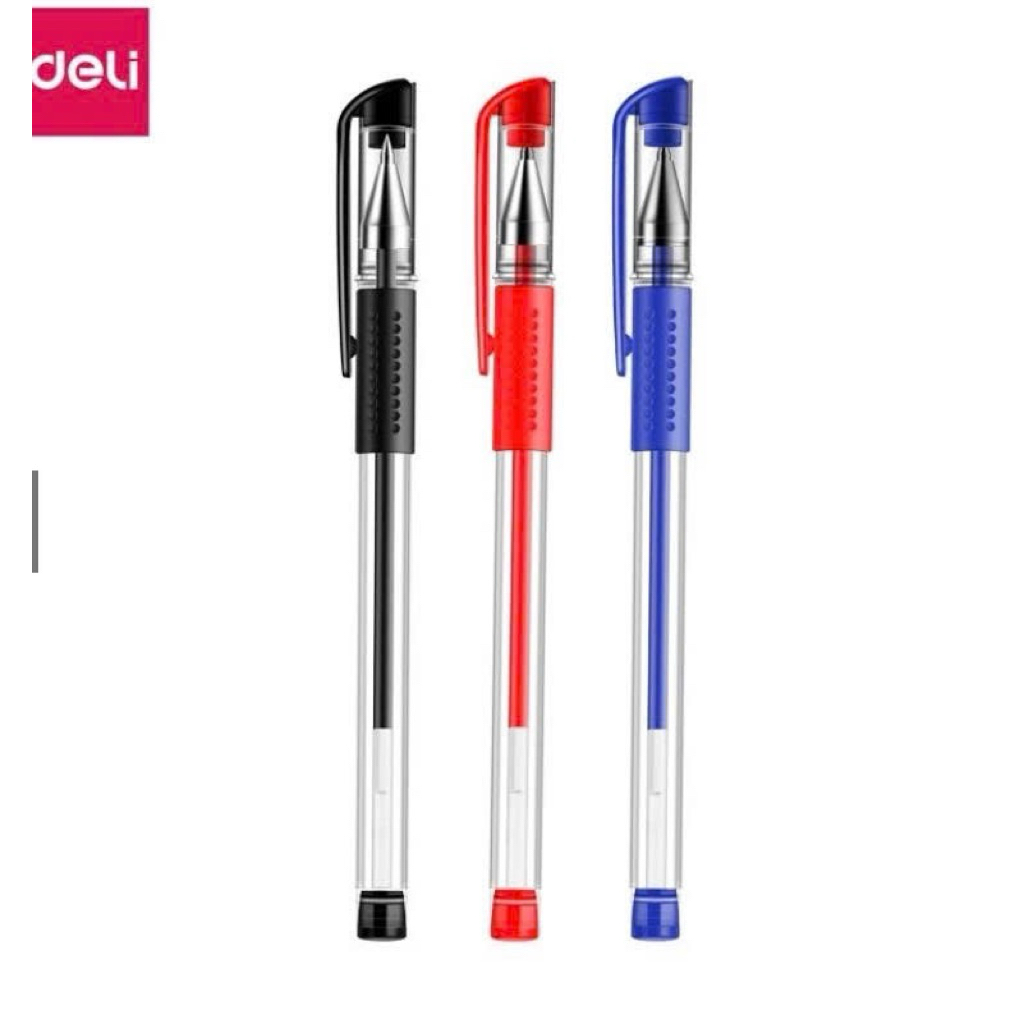 Combo 3- 12 chiếc Bút Gel ngòi 0.5 mm Xanh/ Đen/ Đỏ- Deli E6600S ( 6600S )