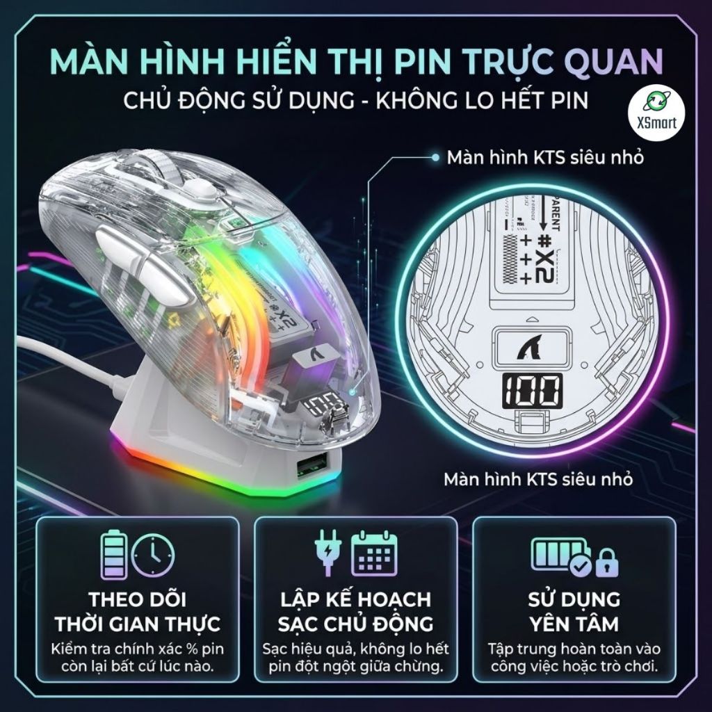 Chuột Không Dây Bluetooth Gaming Attack Shark X2 SUPER VIP NEW LED RGB 10 Chế Độ LED | BigBuy360 - bigbuy360.vn