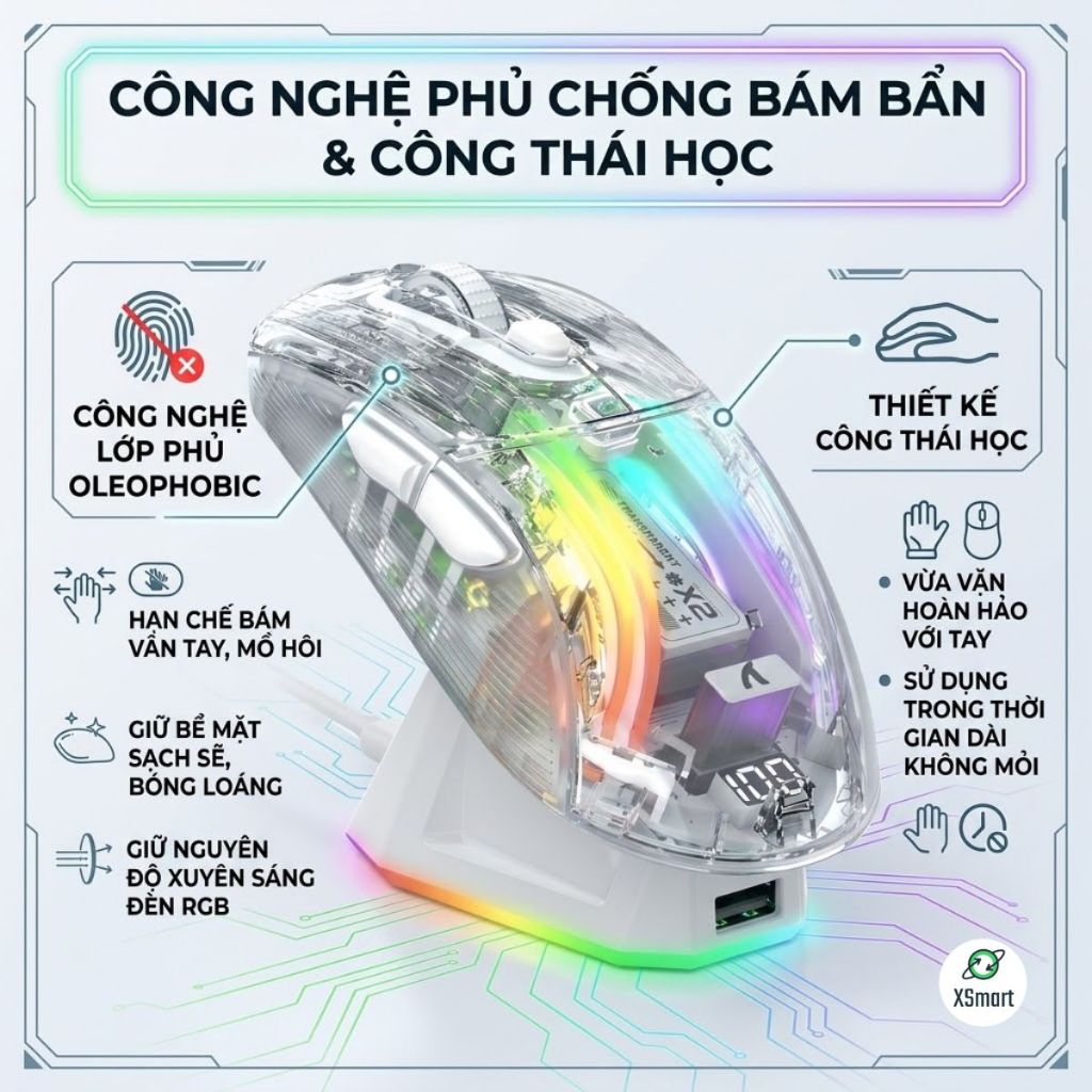 Chuột Không Dây Bluetooth Gaming Attack Shark X2 SUPER VIP NEW LED RGB 10 Chế Độ LED | BigBuy360 - bigbuy360.vn