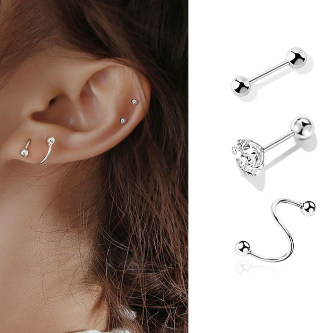1 Cái Bông tai Thép Titan Xoắn Kiểu Hàn Quốc - AnZ89