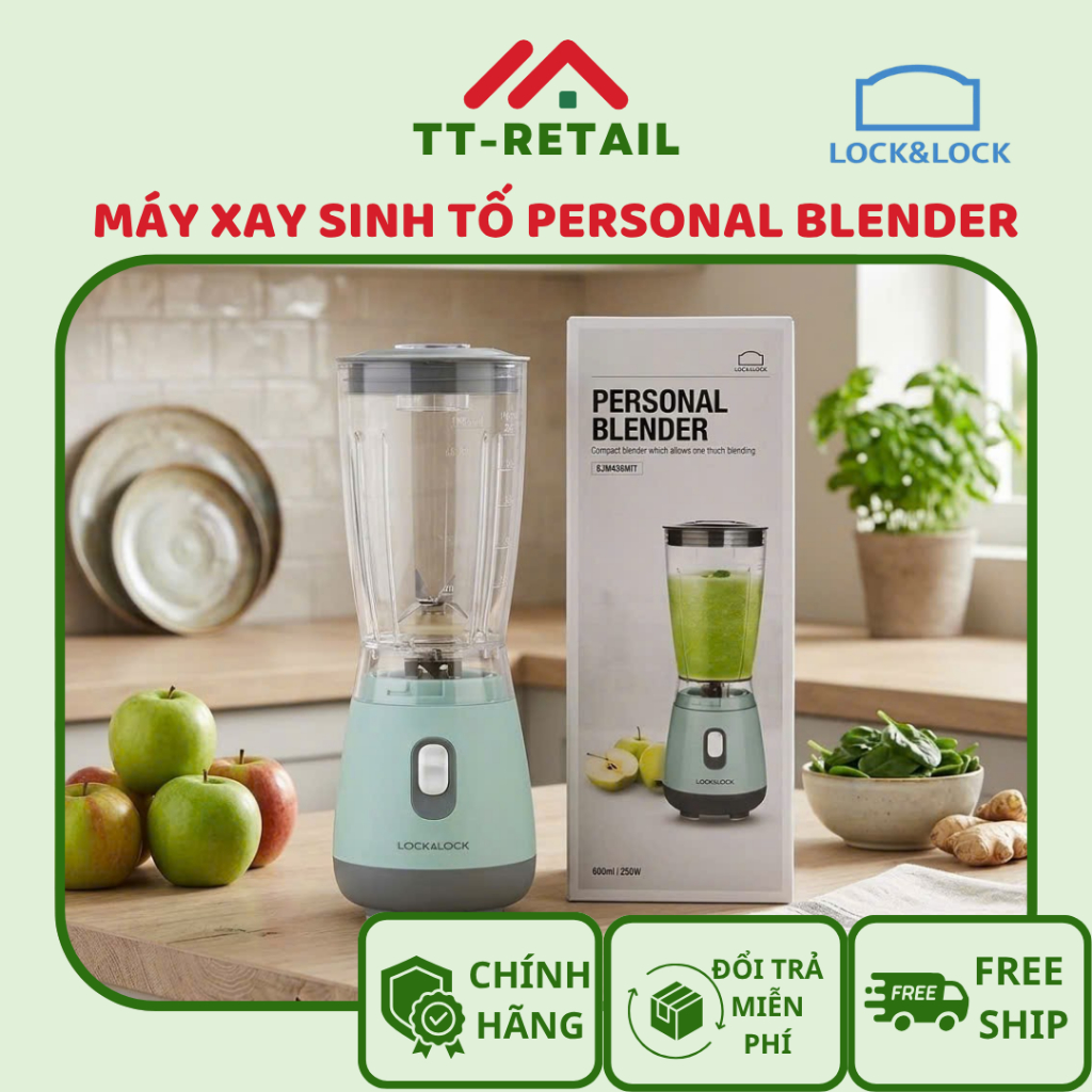 Máy xay sinh tố LocknLock 600ml Personal Blender EJM436MIT - Hàng chính hãng, nhỏ, gọn