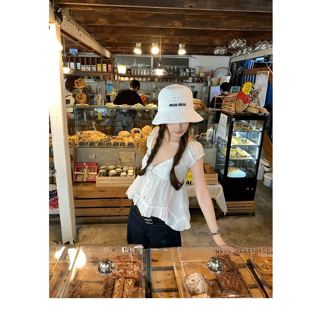 Áo sơ mi nữ cổ V tay con tà phối bèo TABISHOP Áo kiểu nữ dễ thương gợi cảm mặc hè(302) | BigBuy360 - bigbuy360.vn