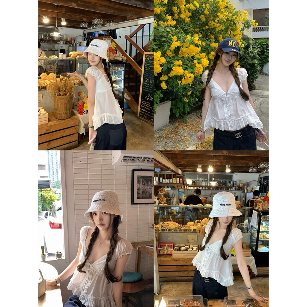 Áo sơ mi nữ cổ V tay con tà phối bèo TABISHOP Áo kiểu nữ dễ thương gợi cảm mặc hè(302) | BigBuy360 - bigbuy360.vn