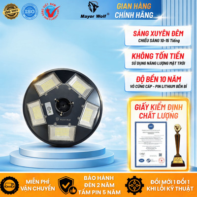Đèn UFO Năng Lượng Mặt Trời Mayor Wolf 250W Chính Hãng Bảo Hành 2 Năm