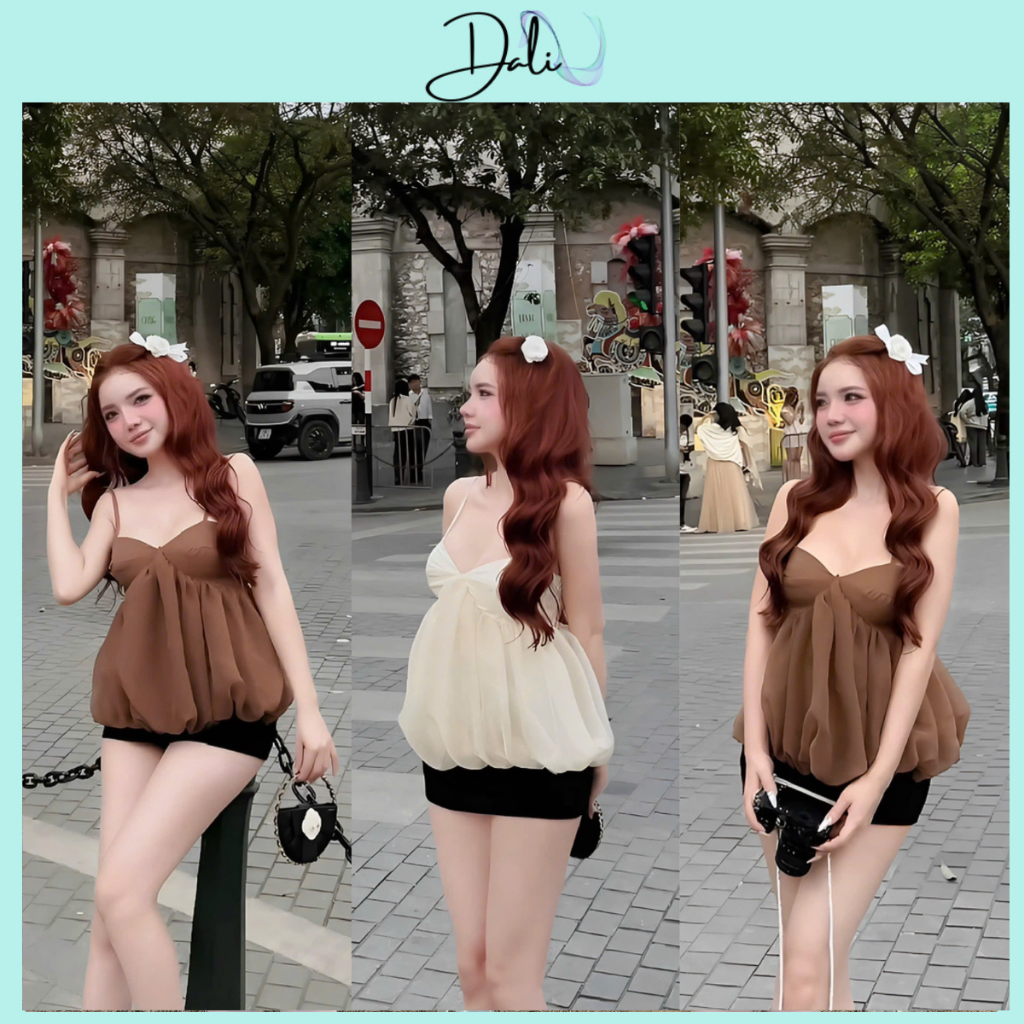 Áo 2 Dây Babydoll Dáng Bí Bồng Xòe Sang Chảnh Chất Liệu Tơ Óng Mềm Mại | BigBuy360 - bigbuy360.vn
