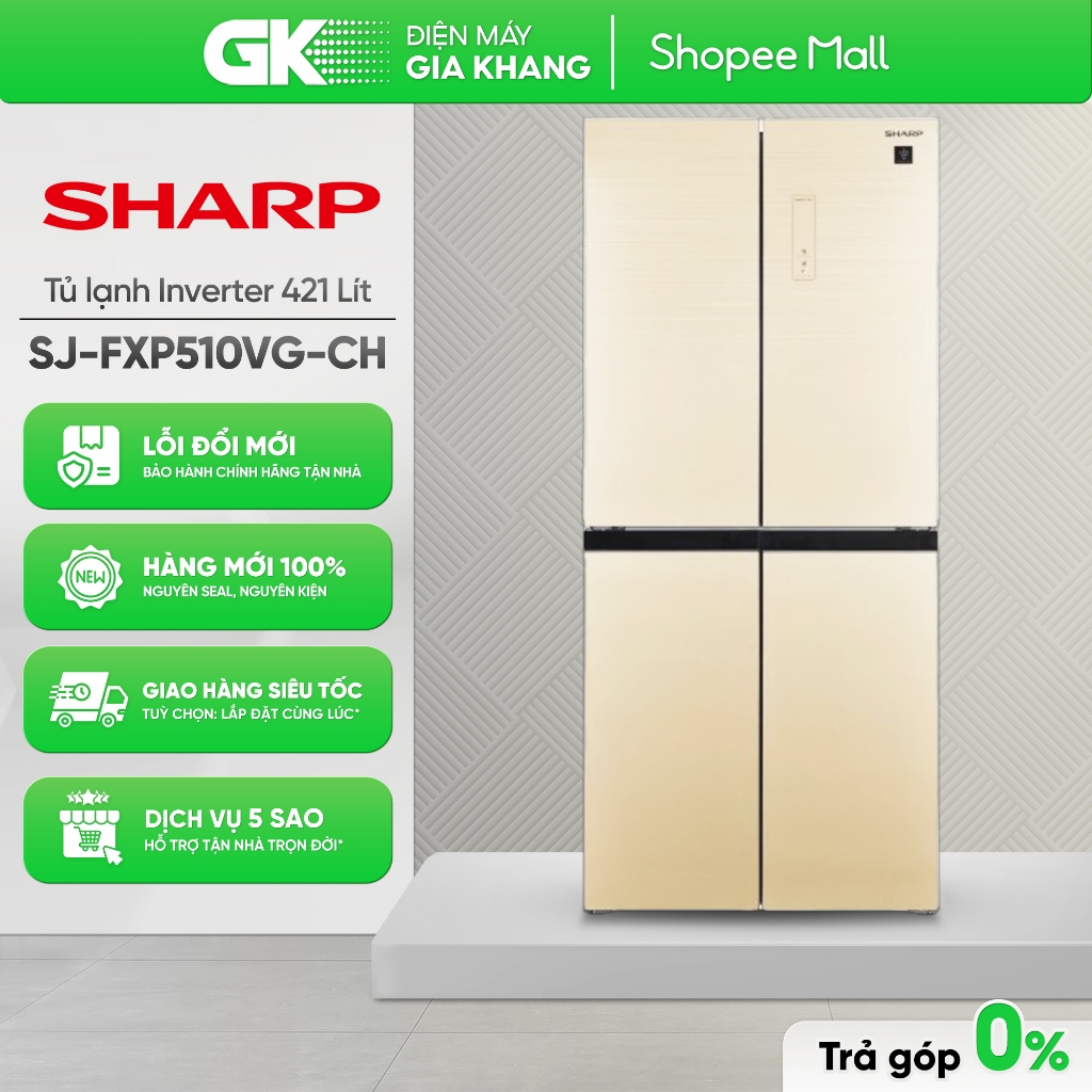 Tủ Lạnh Sharp Inverter Multi Door 421 Lít SJ-FXP510VG-CH [Freeship HCM]