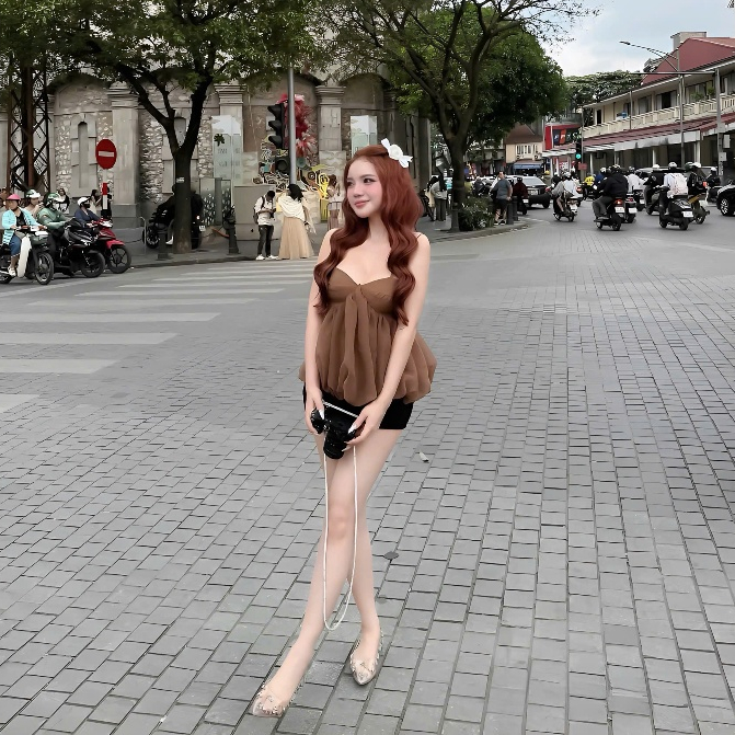 Áo 2 Dây Babydoll Dáng Bí Bồng Xòe Sang Chảnh Chất Liệu Tơ Óng Mềm Mại | BigBuy360 - bigbuy360.vn