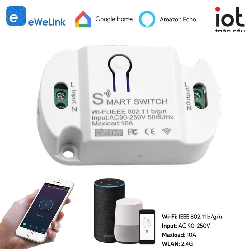 Công tắc thông minh Sonoff  Basic Wifi Mini , có Bluetooth , App Ewelink