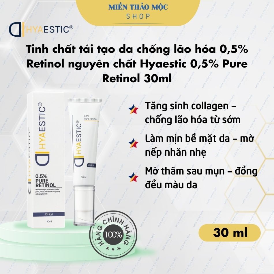 Tinh chất tái tạo da chống lão hóa 0,5% Retinol nguyên chất Hyaestic 0,5% Pure Retinol 30ml