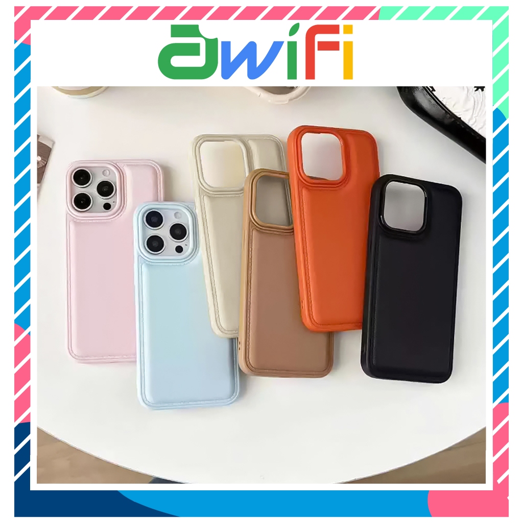 Ốp Lưng iPhone Da Nổi Viền Chỉ 6/6plus/7/8/plus/x/xs/11/12/13/14/15/16/17/pro/plus/promax - Awifi Ca