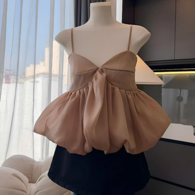 Áo 2 Dây Babydoll Dáng Bí Bồng Xòe Sang Chảnh Chất Liệu Tơ Óng Mềm Mại | BigBuy360 - bigbuy360.vn